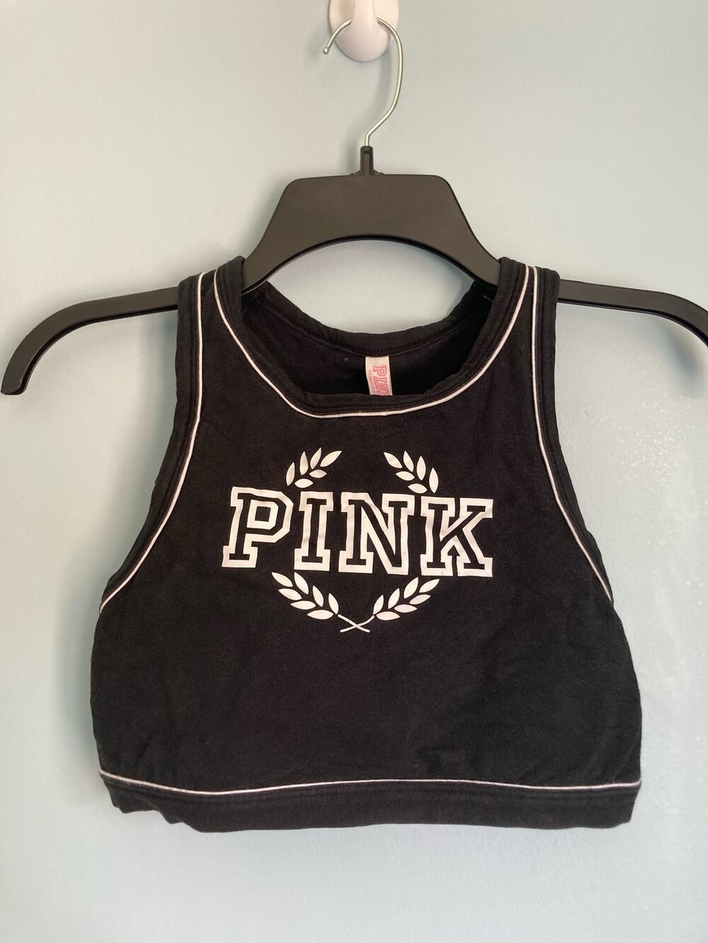 PINK Sports Bra Crop Medium Black Activewear Athleisure Athleticwear